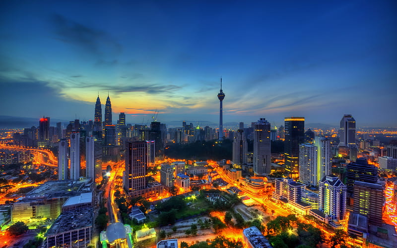 HD wallpaper malaysia kuala lumpur sunset nightscapes modern buildings skyscrapers asia